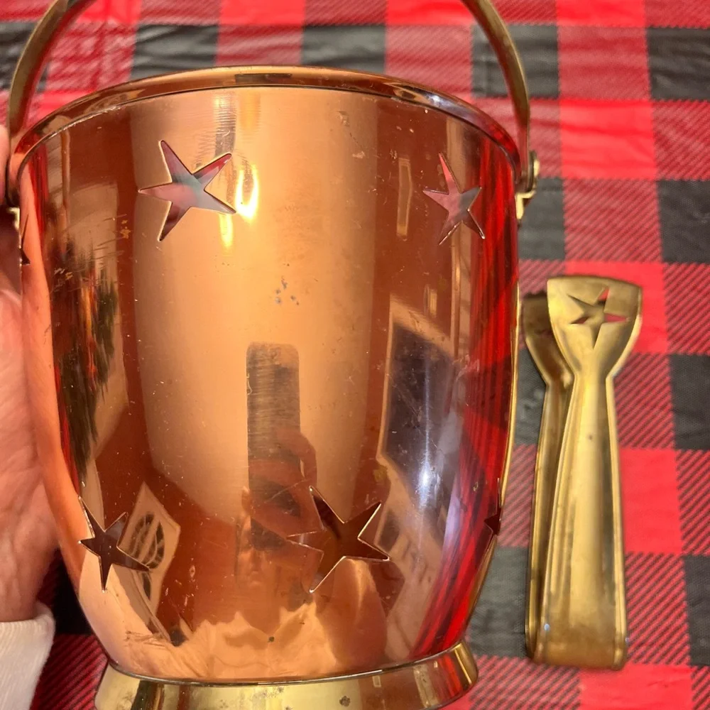 Vintage Copper Star Ice Bucket Tongs